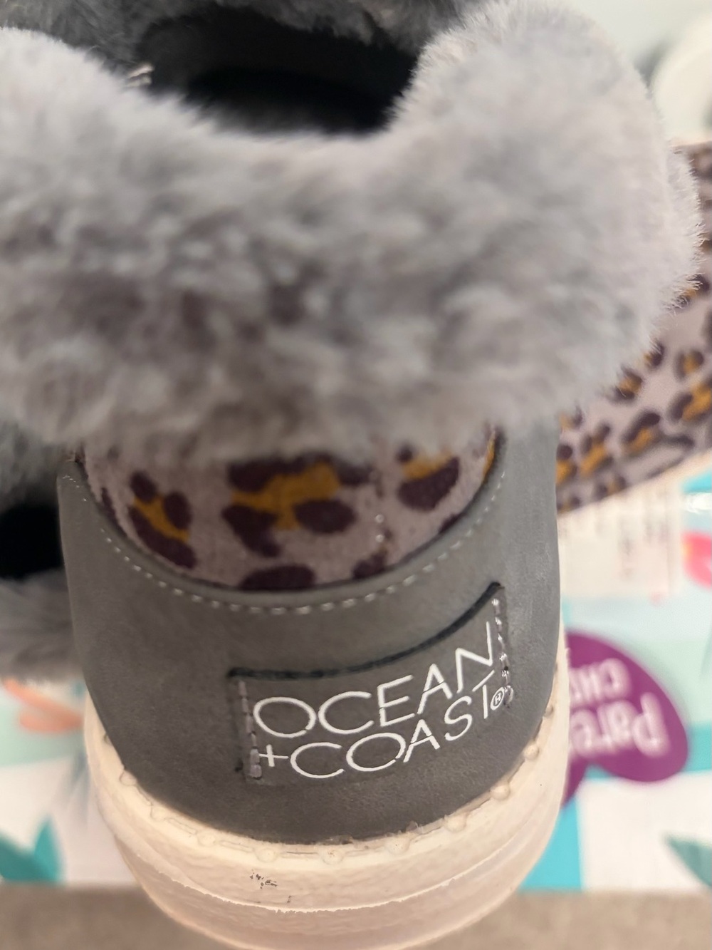 Ocean + Coast Women’s Grey Fuzzy Cuff Slippers